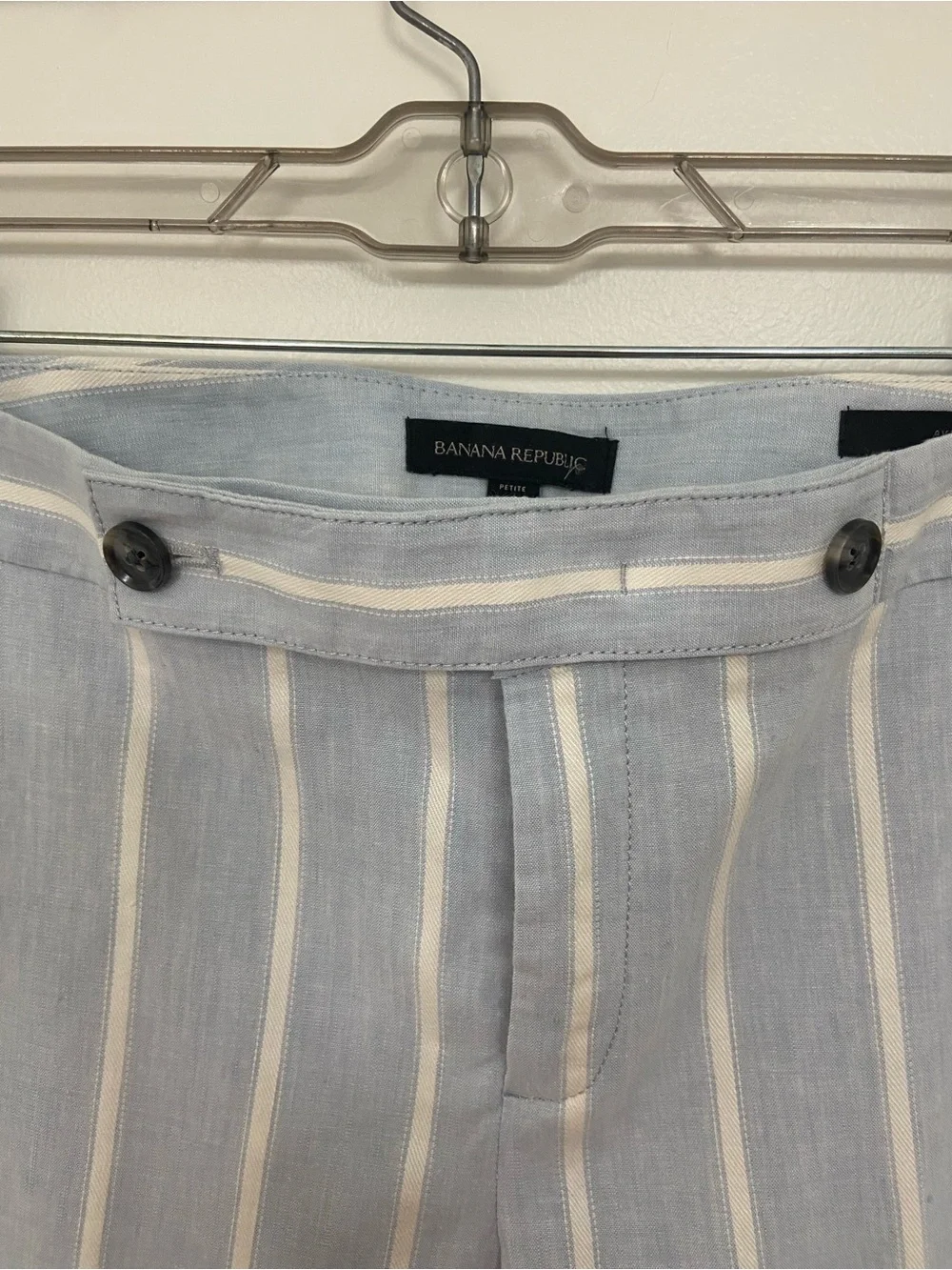 Banana Republic Avery Petite 10 Blue White Striped Ankle Pants Coastal Preppy